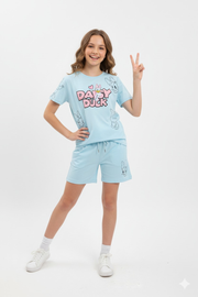 Panda Blue Sweet Days Short Set (Girls)