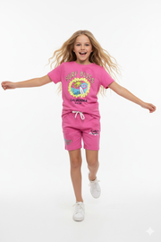 Surf Bliss Pink Short Co-Ord Set (Girls)
